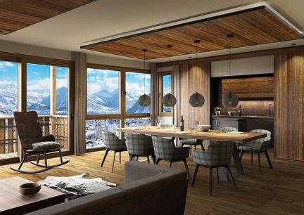Innenansicht des LaMonte Luxury Apartment mit Ausblick auf Kitzbühel