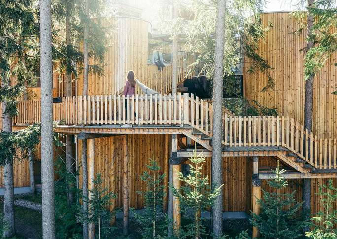 Natur Hotel Waldklause Luxus Ötztal Tirol Wald Holz